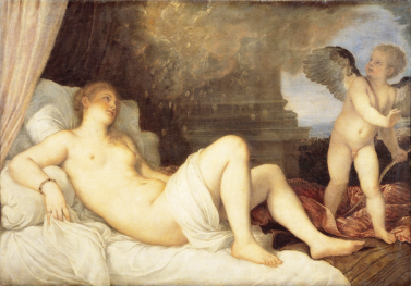Fetischismus in der Kunst, Männer in Frauenkleidern, Tizian: Neapolitanische Danae. Zeus schwängert die Schöne als ein Goldregen.