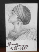 Gloria Swanson, Bleistiftzeichnung von Sebastian Misseling, Bildersammlung "Leben und Tod"